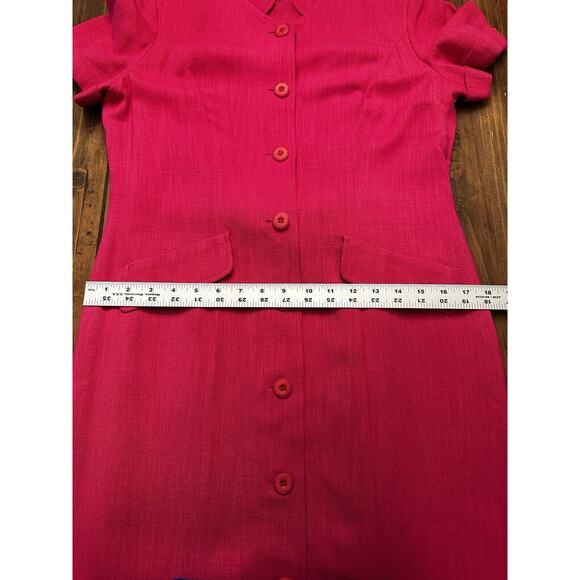 Adrianna Papell Dress Size 10 Maxi Button Down Hot Pink A-line Church Wedding - Picture 12 of 12
